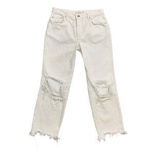 We The Free People Jeans Women 26 White Maggie Distressed Button Fly Busted Knee